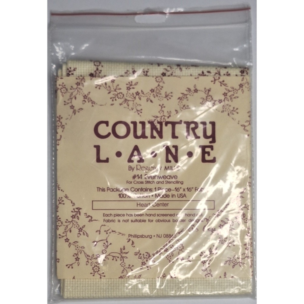 Country Lane Regency Mills 14 Evenweave Cross Stitch Fabric‎ 16x16 Heart Center